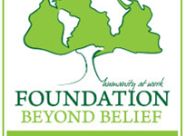Foundation Beyond Belief logo (tree made of continents with humanity at work slogan) Foundation Beyond Belief Heart of Humanism Awards